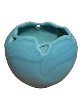 Vintage Van Briggle Pottery Philodendron Leaf Vase Turquoise Colorado Springs